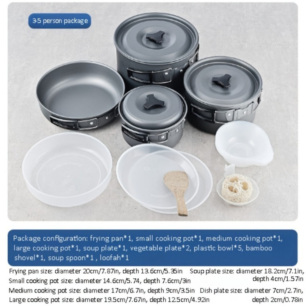 Compact RV Camping Cookware Set – Folding Picnic & BBQ Pots for 1–3 People