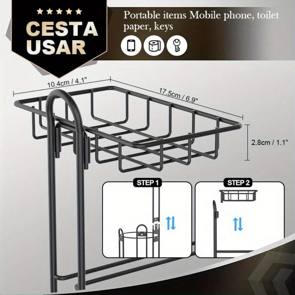 Bathroom Toilet Paper Stand with Shelf – Freestanding Design & Extra Storage