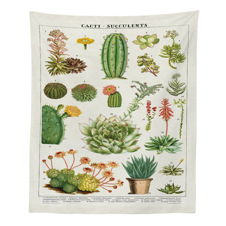 Boho Botanical Wildflower Wall Tapestry – Hippie Saguaro Flower Carpet for Psychedelic INS Home Décor