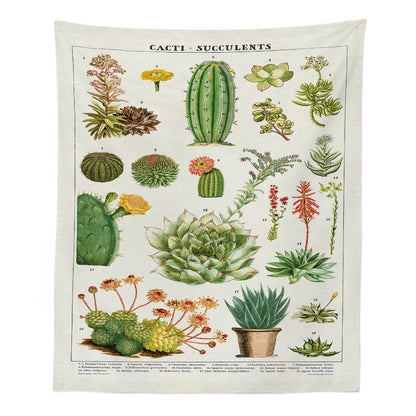 Boho Botanical Wildflower Wall Tapestry – Hippie Saguaro Flower Carpet for Psychedelic INS Home Décor