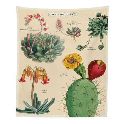 Boho Botanical Wildflower Wall Tapestry – Hippie Saguaro Flower Carpet for Psychedelic INS Home Décor