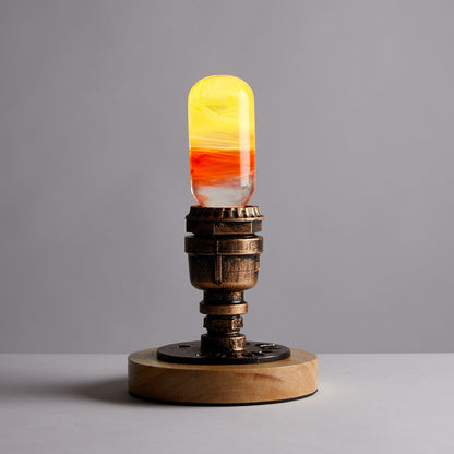 EP LIGHT Flame LED Bulb Table Lamp – Vintage Wooden Desk Lamp for Living Room & Bedroom