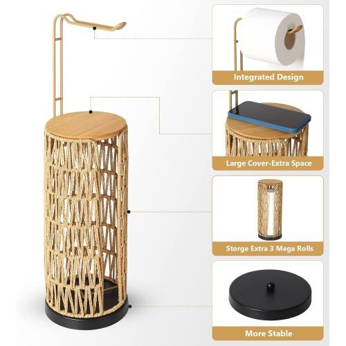 Independent Toilet Paper Stand with Extra Storage Space