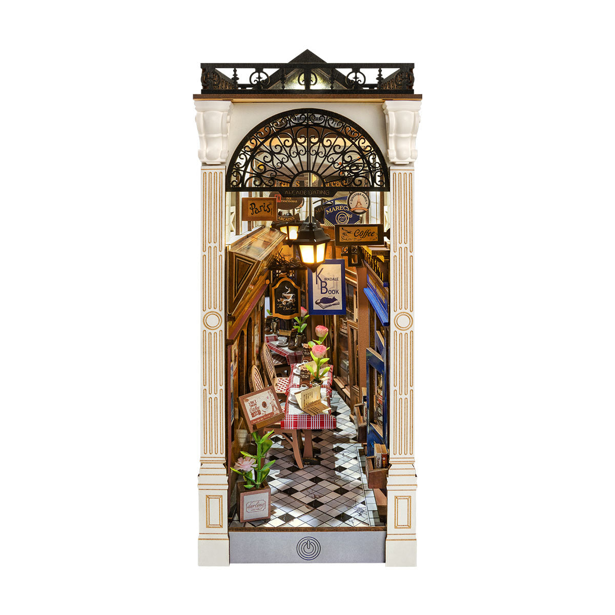 ROBOTIME DIY Book Nook Kit – 3D Wooden Arcade Dating Scene with Dust Cover, Miniature Dollhouse Puzzle & Creative Bookshelf Décor Gift