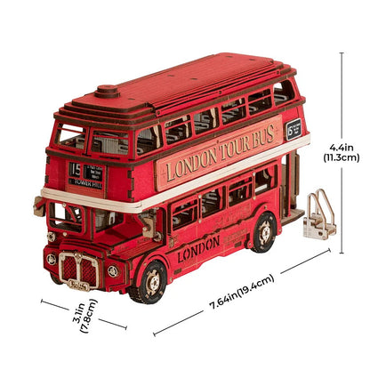 Rolife London Tour Bus 3D Wooden Puzzle – Model Toy & Home Décor Christmas Gift