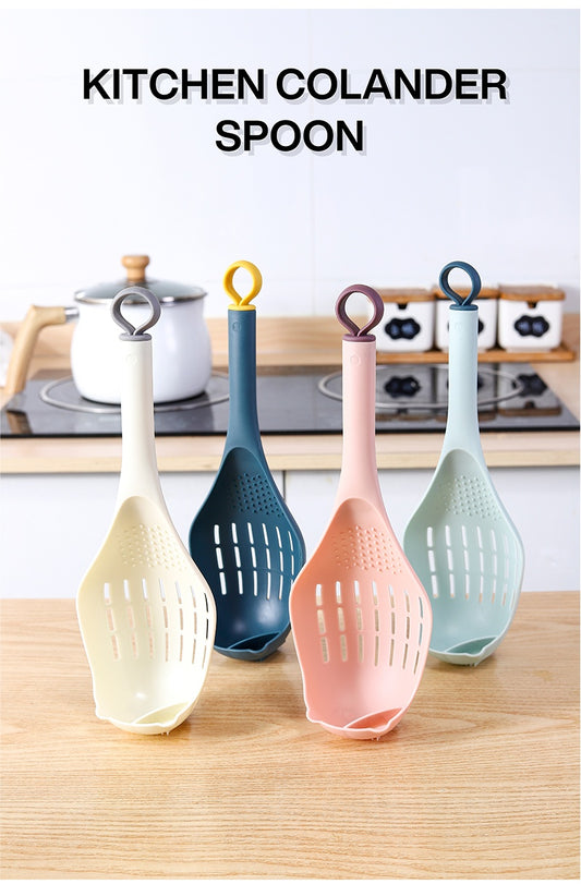 1PC Large Colander Scoop Spoon – Plastic Slotted Soup Strainer with Long Handle for Cooking & Kitchen Use