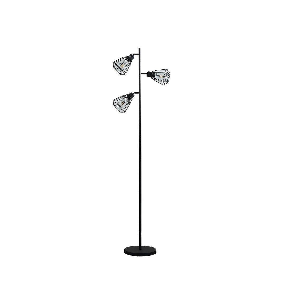 Adjustable Industrial Farmhouse Metal Floor Lamp with Cage Shade