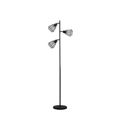 Adjustable Industrial Farmhouse Metal Floor Lamp with Cage Shade