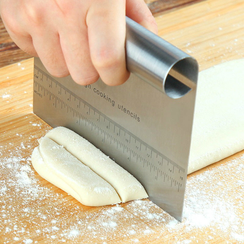 Dough Cutter and Scraper with Measurement Scale – Kitchen Baking Accessory