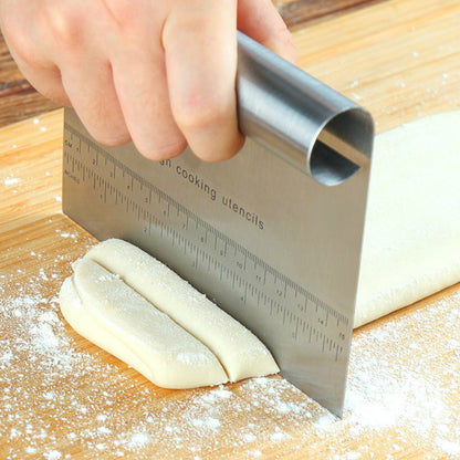Dough Cutter and Scraper with Measurement Scale – Kitchen Baking Accessory