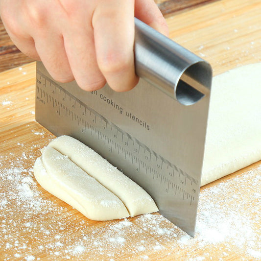 Dough Cutter and Scraper with Measurement Scale – Kitchen Baking Accessory