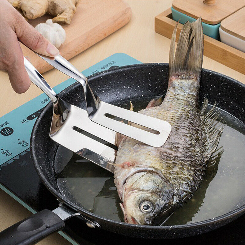Stainless Steel Steak & BBQ Tongs – Food, Bread, and Meat Clamp for Kitchen Cooking