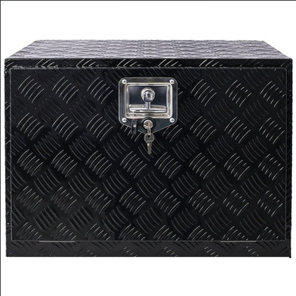 24-Inch Heavy-Duty Aluminum Truck Bed Tool Box – Lockable Underbody Storage Organizer for Trailers, Pickups & RVs (Black)