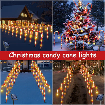 Christmas Solar Candy Cane Lights – Set of 8 Outdoor Holiday Pathway Lamps