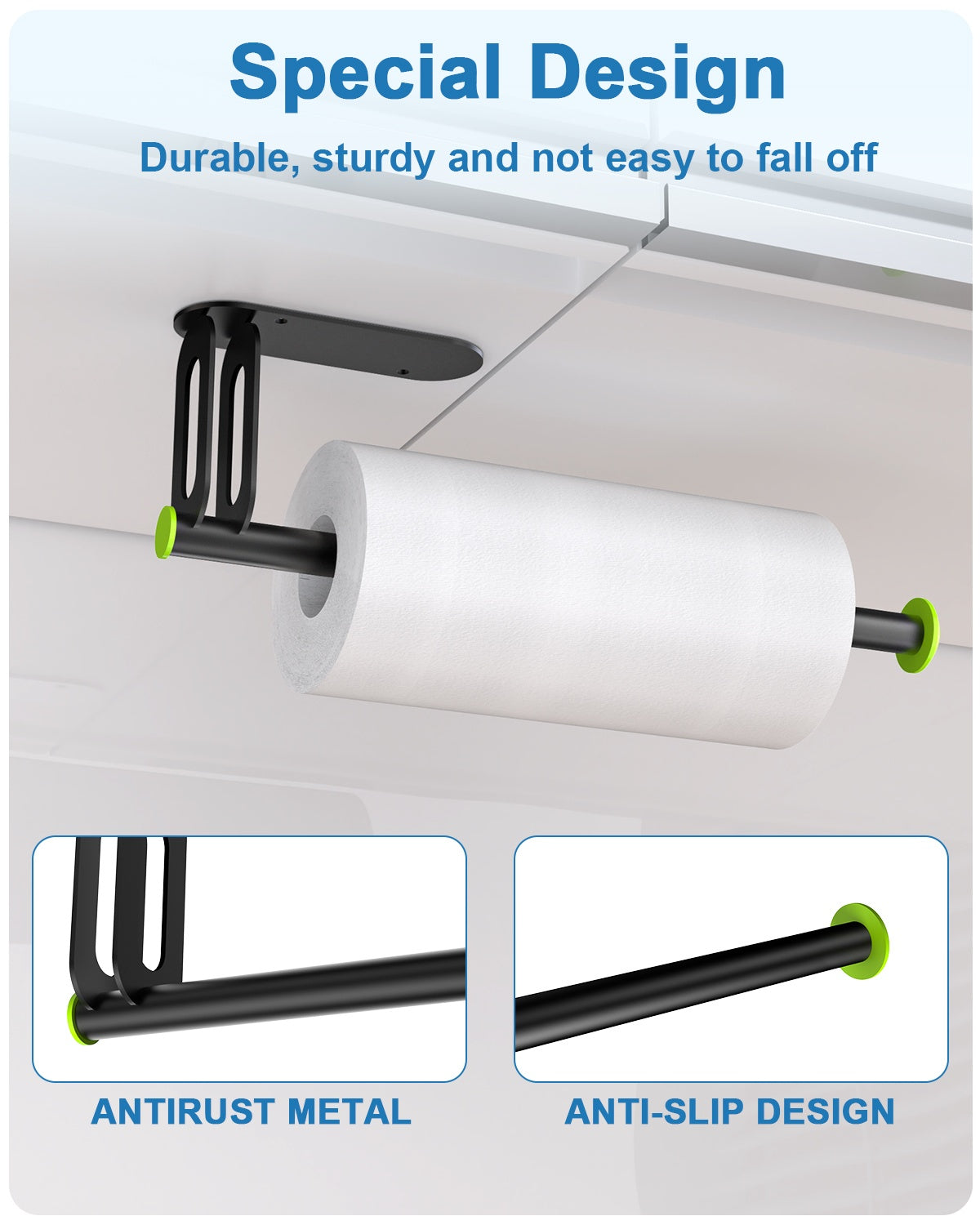 Stainless Steel Paper Towel Holder -Self-Adhesive & Screw Mount Options, Under Cabinet Or Wall Mount, Waterproof & Rustproof Design