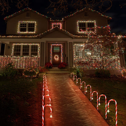 Christmas Solar Candy Cane Lights – Set of 8 Outdoor Holiday Pathway Lamps