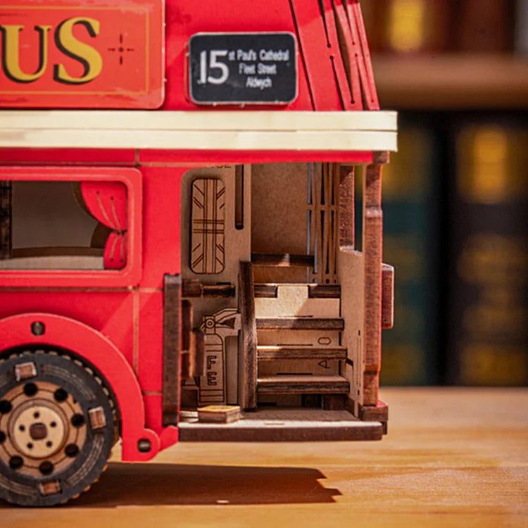 Rolife London Tour Bus 3D Wooden Puzzle – Model Toy & Home Décor Christmas Gift