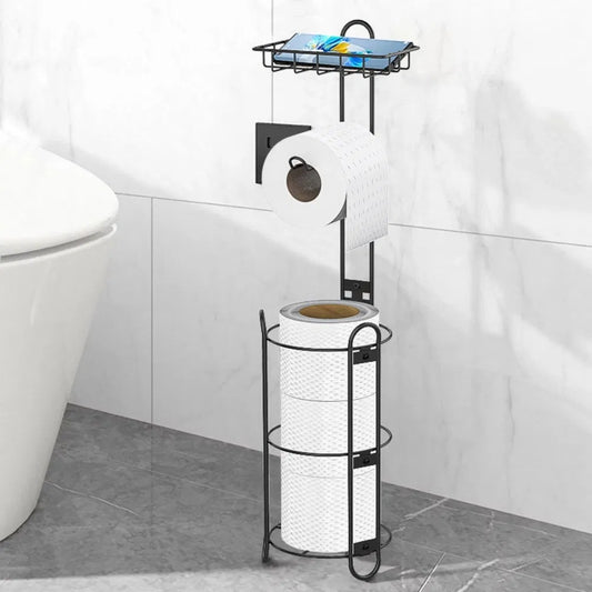 Bathroom Toilet Paper Stand with Shelf – Freestanding Design & Extra Storage