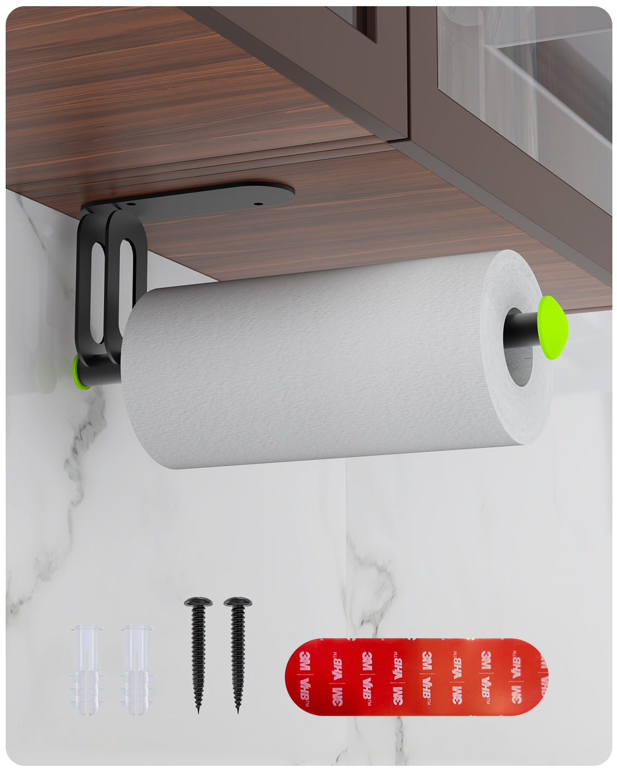 Stainless Steel Paper Towel Holder -Self-Adhesive & Screw Mount Options, Under Cabinet Or Wall Mount, Waterproof & Rustproof Design