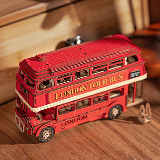 Rolife London Tour Bus 3D Wooden Puzzle – Model Toy & Home Décor Christmas Gift