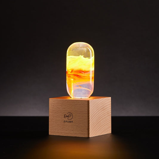 EP LIGHT Flame LED Bulb Table Lamp – Vintage Wooden Desk Lamp for Living Room & Bedroom