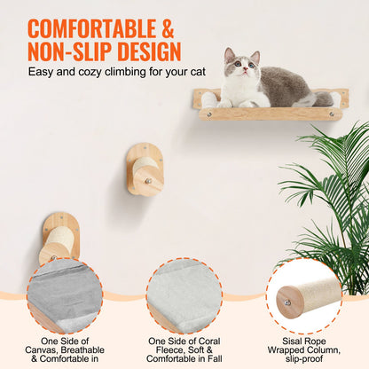VEVOR Wall-Mounted Cat Shelves with Jumping Posts & Hammocks – Holds Up to 40 lbs