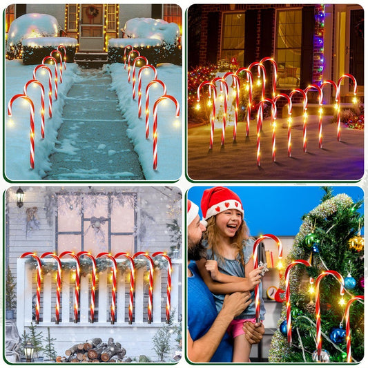Christmas Solar Candy Cane Lights – Set of 8 Outdoor Holiday Pathway Lamps
