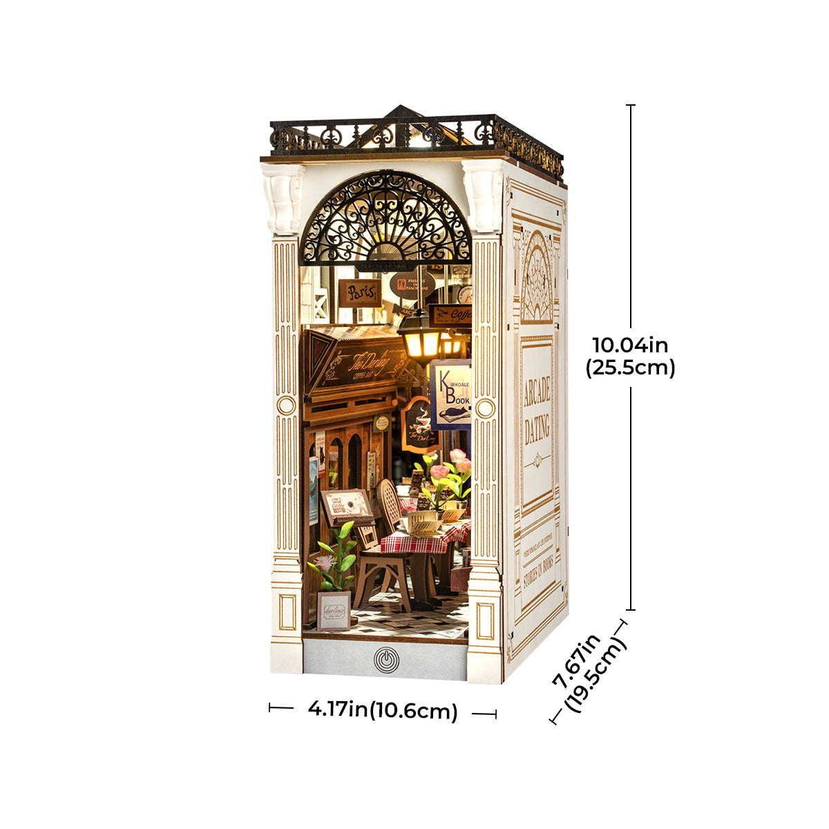 ROBOTIME DIY Book Nook Kit – 3D Wooden Arcade Dating Scene with Dust Cover, Miniature Dollhouse Puzzle & Creative Bookshelf Décor Gift