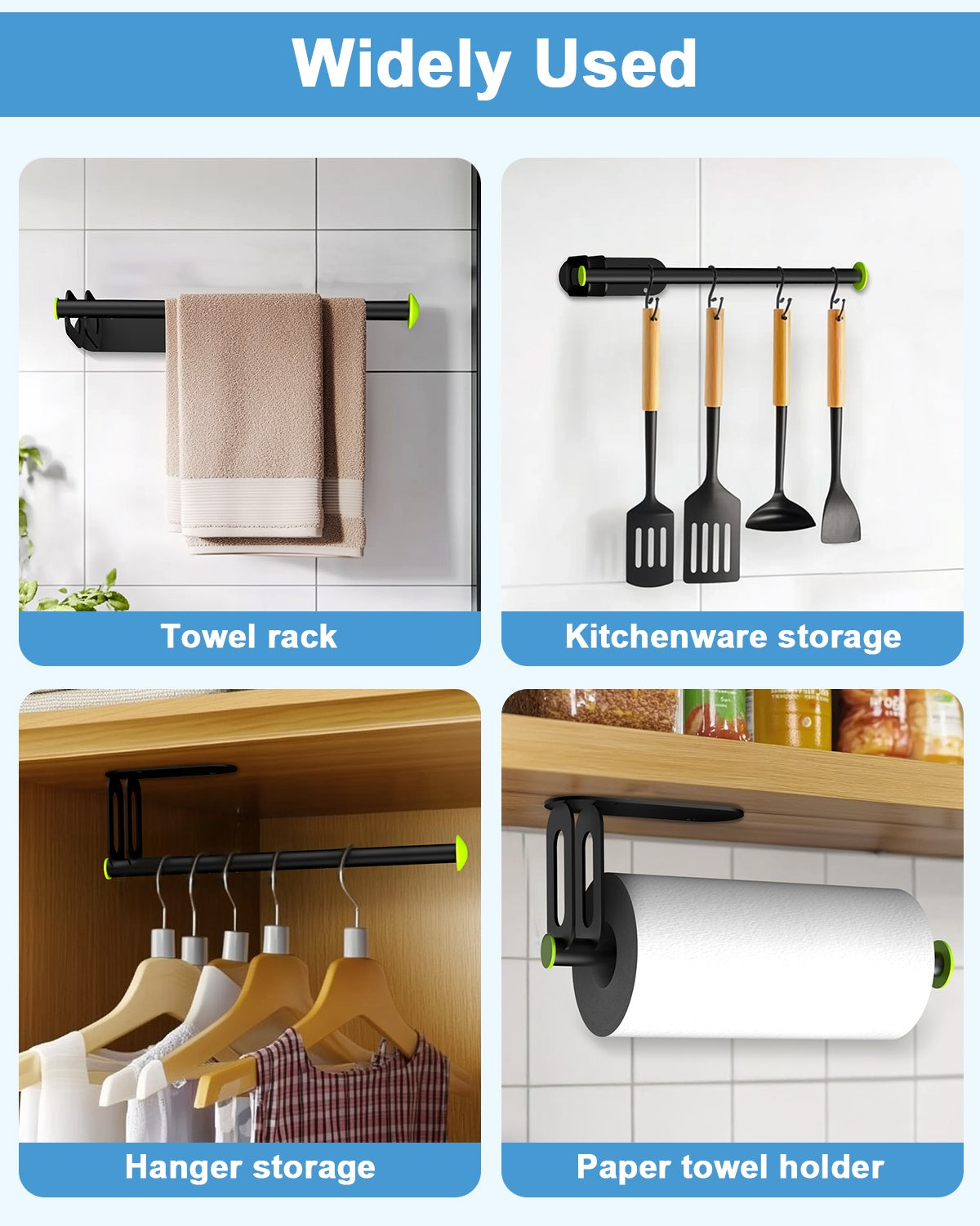 Stainless Steel Paper Towel Holder -Self-Adhesive & Screw Mount Options, Under Cabinet Or Wall Mount, Waterproof & Rustproof Design
