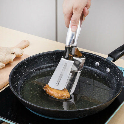 Stainless Steel Steak & BBQ Tongs – Food, Bread, and Meat Clamp for Kitchen Cooking