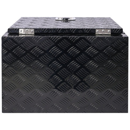 24-Inch Heavy-Duty Aluminum Truck Bed Tool Box – Lockable Underbody Storage Organizer for Trailers, Pickups & RVs (Black)