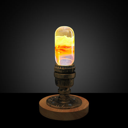 EP LIGHT Flame LED Bulb Table Lamp – Vintage Wooden Desk Lamp for Living Room & Bedroom