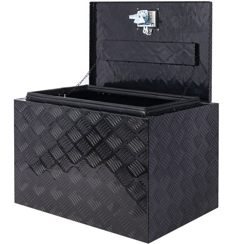 24-Inch Heavy-Duty Aluminum Truck Bed Tool Box – Lockable Underbody Storage Organizer for Trailers, Pickups & RVs (Black)