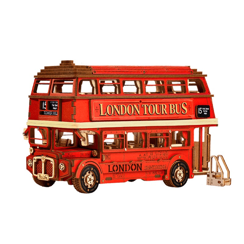 Rolife London Tour Bus 3D Wooden Puzzle – Model Toy & Home Décor Christmas Gift