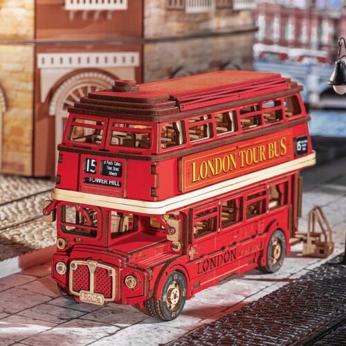 Rolife London Tour Bus 3D Wooden Puzzle – Model Toy & Home Décor Christmas Gift