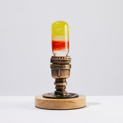 EP LIGHT Flame LED Bulb Table Lamp – Vintage Wooden Desk Lamp for Living Room & Bedroom