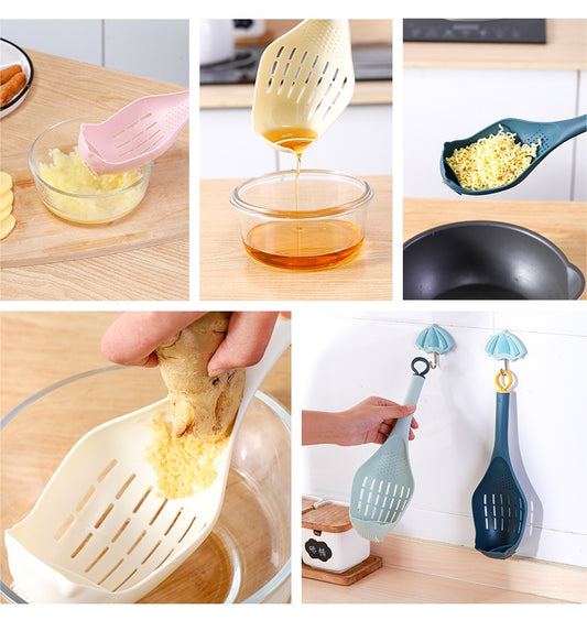 1PC Large Colander Scoop Spoon – Plastic Slotted Soup Strainer with Long Handle for Cooking & Kitchen Use