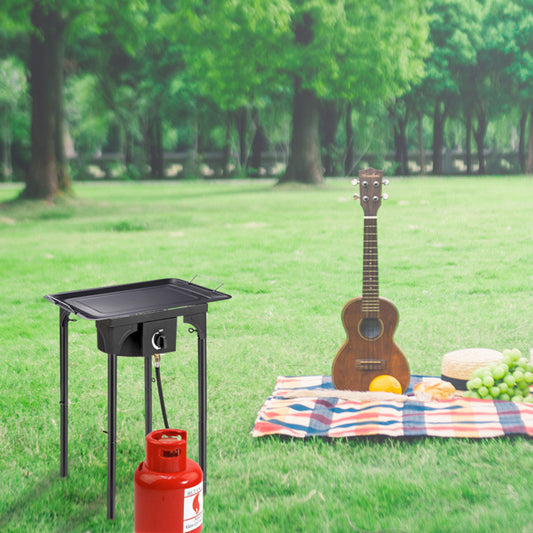 Outdoor High-Pressure Propane Gas Camp Stove – Portable 75,000 BTU Cast Iron Single Burner for Patio Cooking